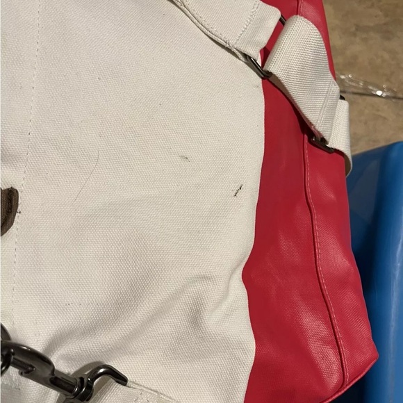 vintage mini Coca-Cola tote bag red white Coke Rare Unused Leather Bottom - Picture 6 of 6